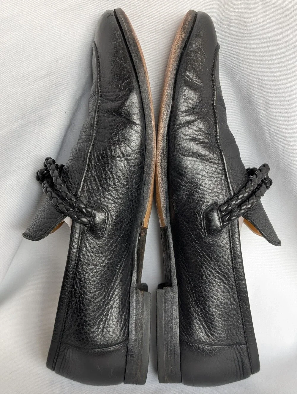 Gucci Men’s Black Leather Braided Loafers Slip On Shoes Made in Italy Size 10.5